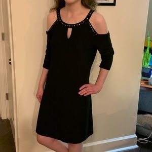 Black open shoulder dress